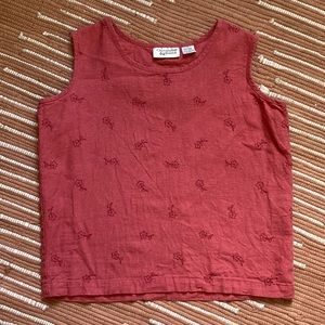Vintage linen/rayon boxy tank with floral embroidery